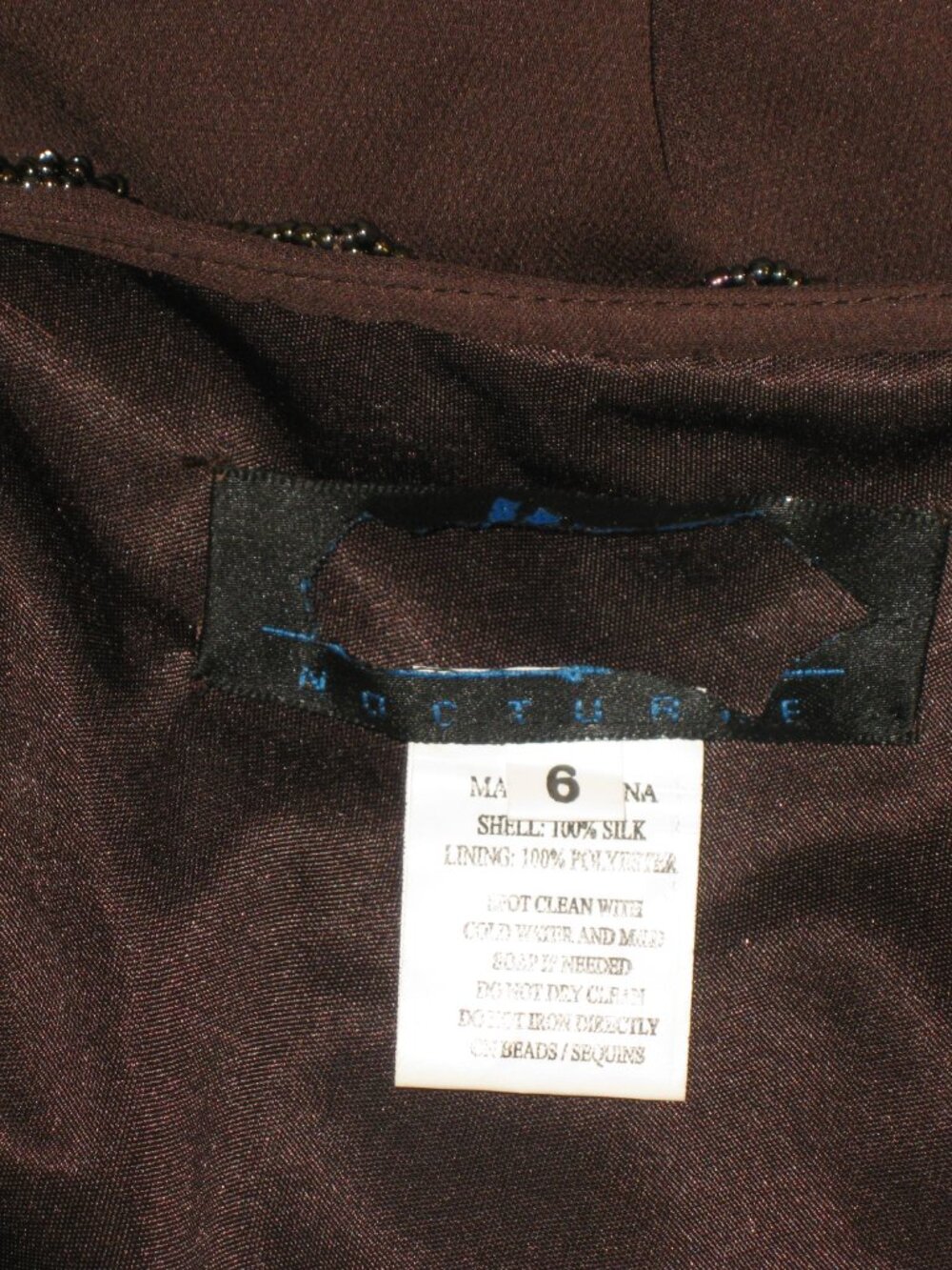 Sue Wong Dress Y2K Sexy Beaded 45 Flapper Coffee Brown Chocolate Midi SILK New - Picture 11 of 16
